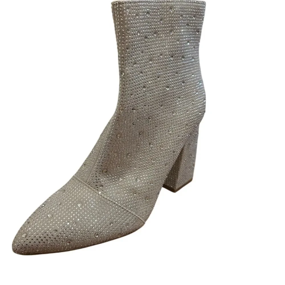 BCBGeneration Briel Bootie in Silver Shimmer Size 7